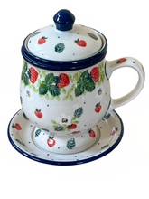 Load image into Gallery viewer, Mug with Infuser &amp; Saucer 10 oz Strawberry Field
