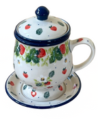 Mug with Infuser & Saucer 10 oz Strawberry Field