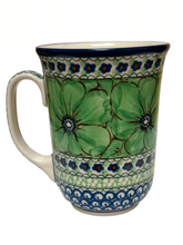 Load image into Gallery viewer, Bistro Mug 17 oz Unikat Green Flowers
