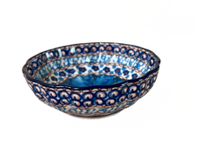 Load image into Gallery viewer, Scalloped Bowl 4.5&quot; Unikat Cobalt  Flowers
