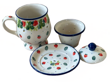Load image into Gallery viewer, Mug with Infuser &amp; Saucer 10 oz Strawberry Field
