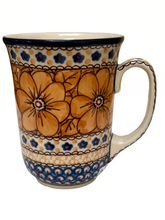 Load image into Gallery viewer, Bistro Mug 17 oz Unikat Orange Flowers

