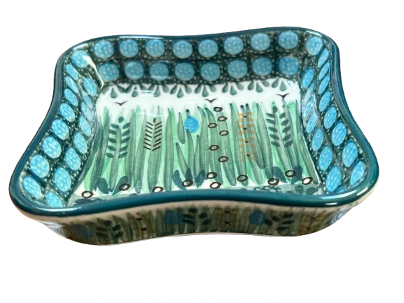 Shallow Fluted Bowl 4” Unikat  Green Lake Grass