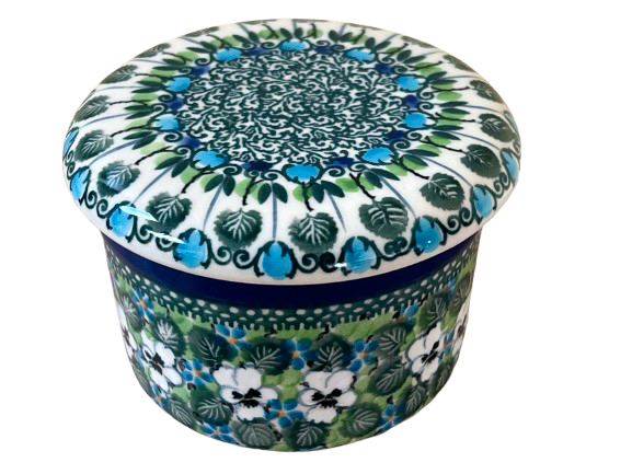 Butter Bell Dish Unikat Pansies Dance