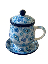 Load image into Gallery viewer, Mug with Infuser &amp; Saucer 10 oz Misty Dragonfly
