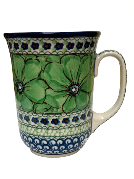 Bistro Mug 17 oz Unikat Green Flowers