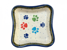 Load image into Gallery viewer, Shallow Fluted Bowl 4” Paw Prints
