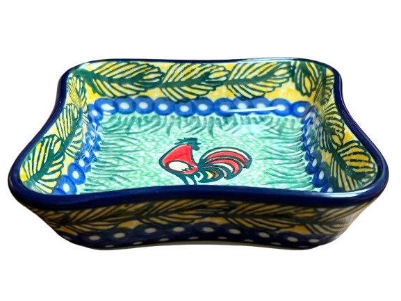 Shallow Fluted Bowl 4” Unikat Happy Rooster