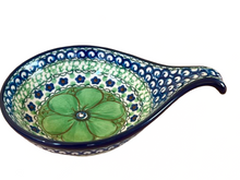 Load image into Gallery viewer, Spoon Rest 7&quot; Unikat Green Flowers
