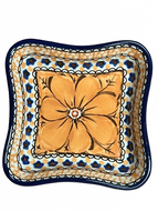 Shallow Fluted Bowl 4” Unikat Orange Flowers