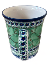 Load image into Gallery viewer, Bistro Mug 17 oz Unikat Green Flowers
