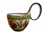 Bowl With Loop Handle 16 oz Unikat Happy Rooster