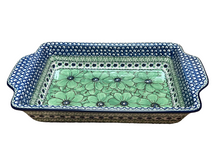 Load image into Gallery viewer, Rectangular Baker with Handles 13” Unikat Green Flowers
