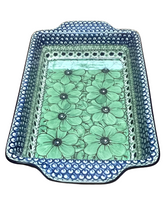 Load image into Gallery viewer, Rectangular Baker with Handles 13” Unikat Green Flowers
