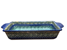 Load image into Gallery viewer, Rectangular Baker with Handles 13” Unikat Happy Rooster
