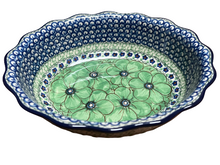 Load image into Gallery viewer, Scalloped Oval Baker 9” Unikat Green Flowers
