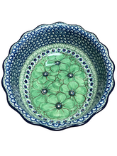 Load image into Gallery viewer, Scalloped Oval Baker 9” Unikat Green Flowers
