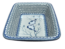 Load image into Gallery viewer, Rectangular Baker With Rim 11” Unikat Blue Birds
