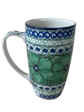 Load image into Gallery viewer, Latte Mug 12 oz UNIKAT Green Flowers
