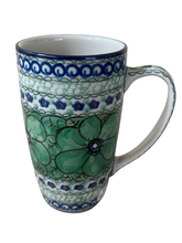 Load image into Gallery viewer, Latte Mug 12 oz UNIKAT Green Flowers
