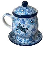 Mug with Infuser & Saucer 10 oz Misty Dragonfly