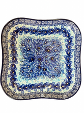 Load image into Gallery viewer, Square Platter 9&quot; Unikat Blue Pansies Bonanza
