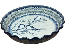 Load image into Gallery viewer, Fluted Pie Baker 10&quot; Unikat Blue Birds
