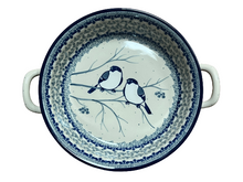 Load image into Gallery viewer, Round Baker with Handles 8&quot; Unikat Blue Birds
