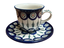 Load image into Gallery viewer, Cup with Saucer 7 oz Peacock
