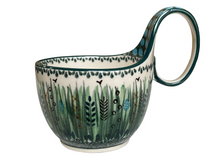 Load image into Gallery viewer, Bowl With Loop Handle 16 oz Unikat Green Lake Grass

