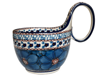 Load image into Gallery viewer, Bowl With Loop Handle 16 oz Unikat Cobalt Flowers
