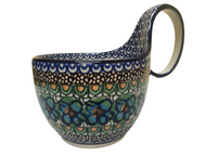 Bowl With Loop Handle 16 oz Unikat Mardi Flowers