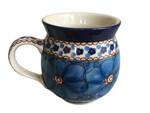 Load image into Gallery viewer, Bubble Mug 16 oz Unikat Cobalt Flowers
